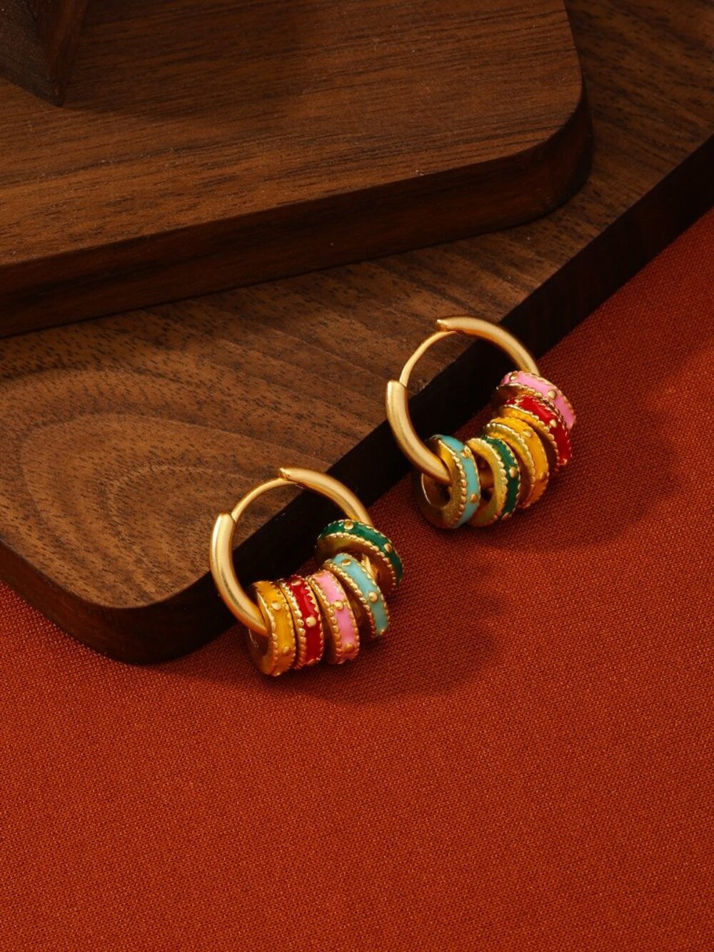 Gold Casual Women's multicolor Geometric Hoop Earrings